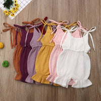 Thumbnail for New Arrivals Newborn Toddler Baby Girls Sleeveless Solid Romper Jumpsuit Outfit