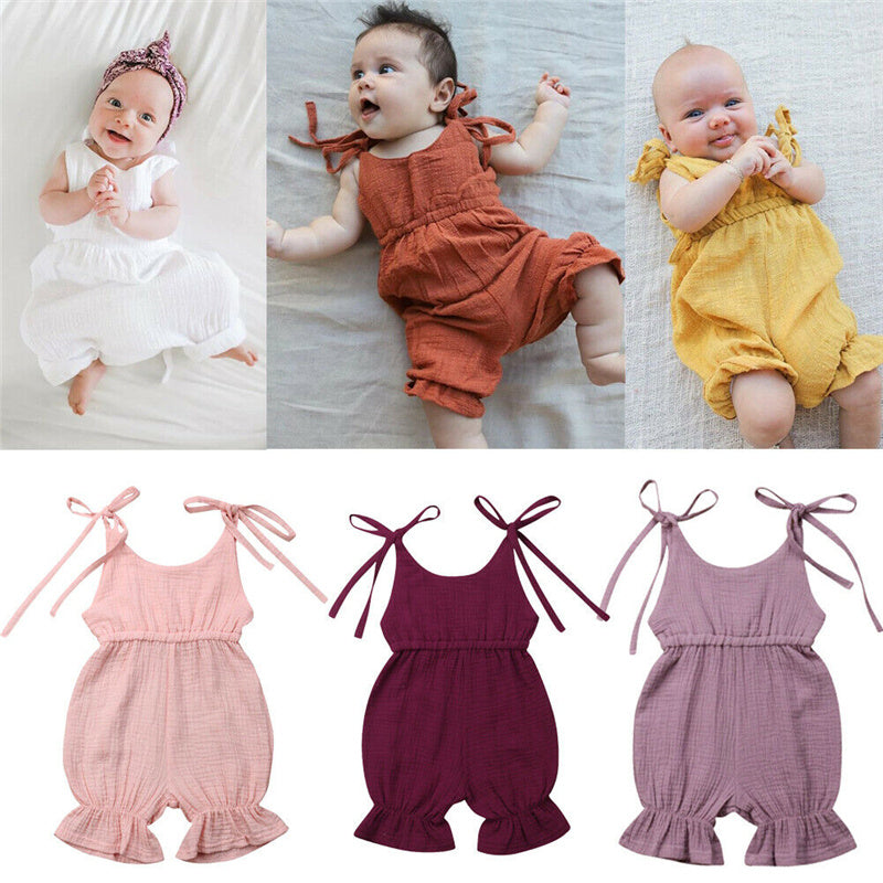 New Arrivals Newborn Toddler Baby Girls Sleeveless Solid Romper Jumpsuit Outfit