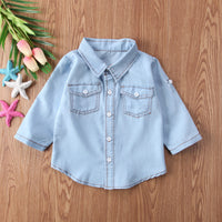 Thumbnail for Fall Boys Girls Long Sleeve Lapel Denim Shirts