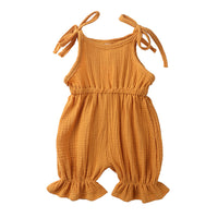 Thumbnail for New Arrivals Newborn Toddler Baby Girls Sleeveless Solid Romper Jumpsuit Outfit