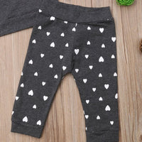 Thumbnail for Sleeve Ruffles art Print Pullover Tops+Pants Outfit 0-4Y