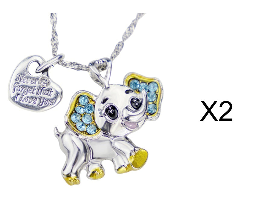 Women Necklace Blue Cute Elephant Necklace Fashion Cartoon Animal Necklaces For Kids Necklaces Jewelry Gifts