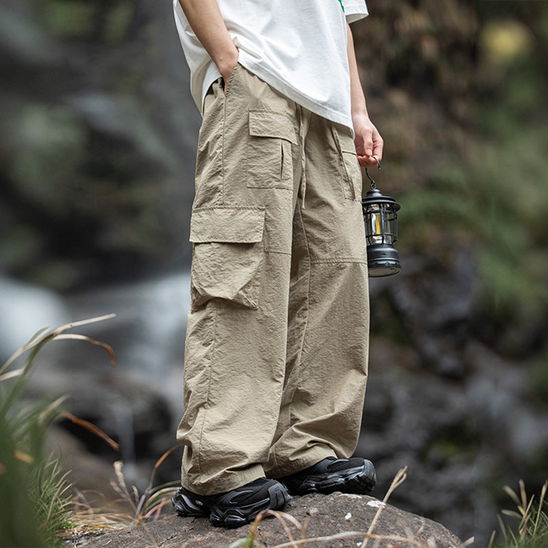 Multi-pocket Design Spring New Drawstring Japanese Outdoor Loose Sports Casual Pants