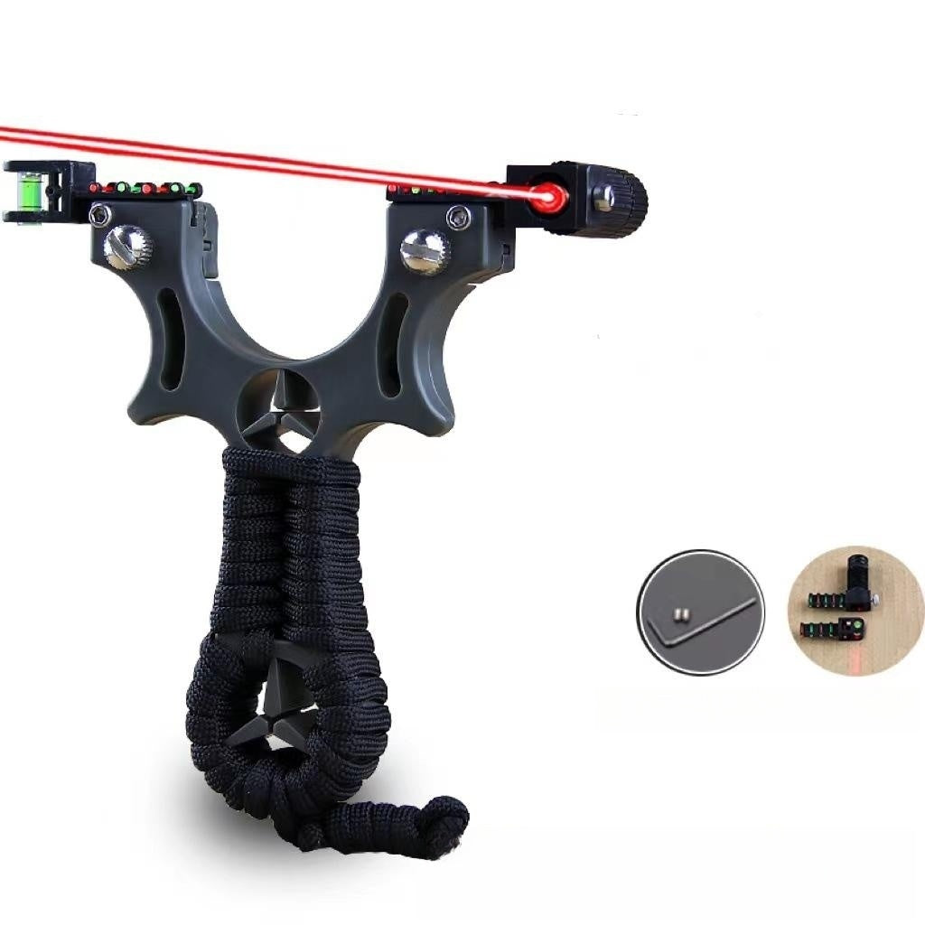 New Laser Aiming Flat Rubber Band Groups High-precision Slingshot Rack Help-free Fast Pressure Competition