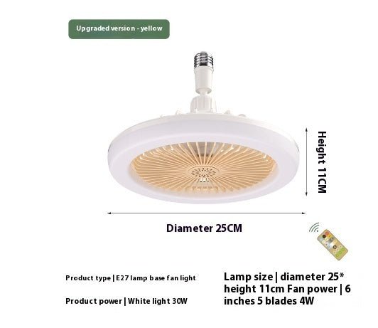 26cm Round Remote Control Ceiling Fan With E27 30W LED Lamp Hanging Fan Home Room Office Air Cooling Fan Light